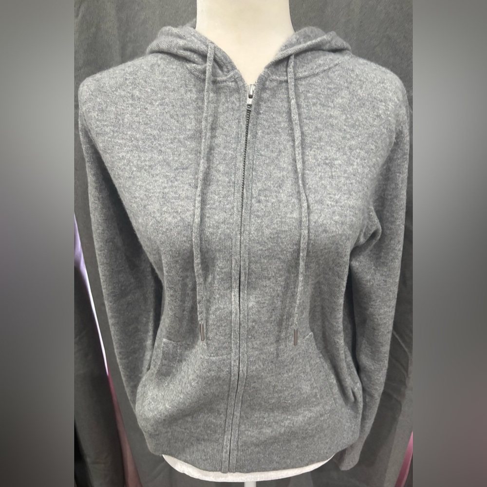 NWT Quince Mongolian Cashmere Full-Zip Hoodie Heather Gray Small & Medium Casual - Picture 4 of 14